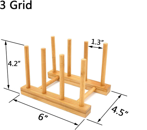2 Pcs Household Kitchen Natural Bamboo Drain Dish Rack, Multifunctional Cup and Book Storage Rack, 8"(L) x 4.5"(W) x 4.2"(H), 6"(L) x 4.5"(W) x 4....