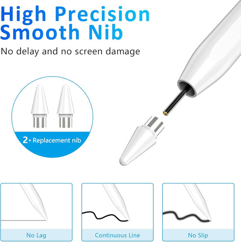 Stylus Pen for Android Stylus Pencil for iPhone/Samsung, iOS/Android Most Tablets, Rechargeable Digital Stylus Pencils for Writing Drawing White...