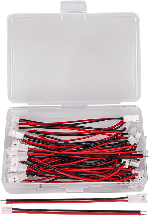 15Pairs jst Connector Kit 2.54mm 2 Pin 10cm Silicone Wire Cables Balance Plug Lead Socket Male and Female Connector for Bluetooth Headset Toys......