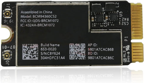 BCM94360CS2 WiFi Bluetooth Airport Wireless Card 661-7465, 661-7481, 653-0023 Replacement for MacBook Air 11" A1465 (2013, 2014, 2015) 13" A1466 (...