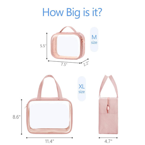 PACKISM Clear Toiletry Bags - 2 Pack Clear Makeup Bags with Handle Large Opening, Waterproof Clear Cosmetic Bags Fit Carry-on Travel Essentials, T...