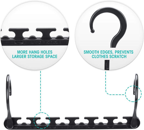 HOUSE DAY Sturdy Plastic Space Saving Hangers 12 Pack, Cascading Organizer Closet Space Saver 80% and Wrinkle Free Clothes, Multi Collapsible for ...