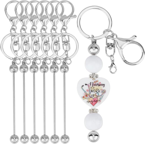 SUNNYCLUE 1 Box 40Pcs Beadable Keychain Bar Beadable Keychains Metal Beaded Keychain Charms Keychain Bar Bulk with 20Pcs Open Jump Rings for Jewel...