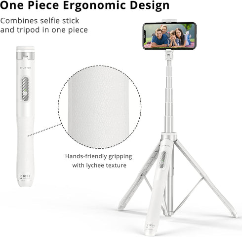 ATUMTEK 51" Selfie Stick Tripod, All in One Extendable Phone Tripod Stand with Bluetooth Remote 360° Rotation for iPhone and Android Phone Selfies...