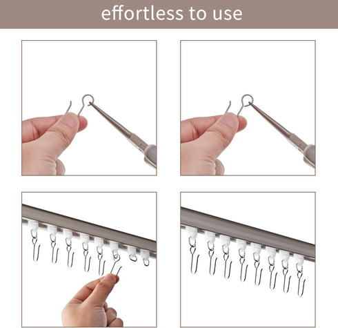 Jetec 60 Pcs Metal Curtain Track Hooks S Shaped Small Curtain Metal Drape Wire Hooks for Ceiling Drape Track (Silver)...