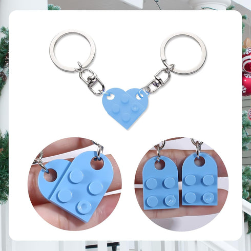 Heart Keychain Set, 2pcs Matching Heart Keychain Couple Keychains Small Heart Decorations for Party, Valentines Gift for Girlfriend Boyfriend (Lig...