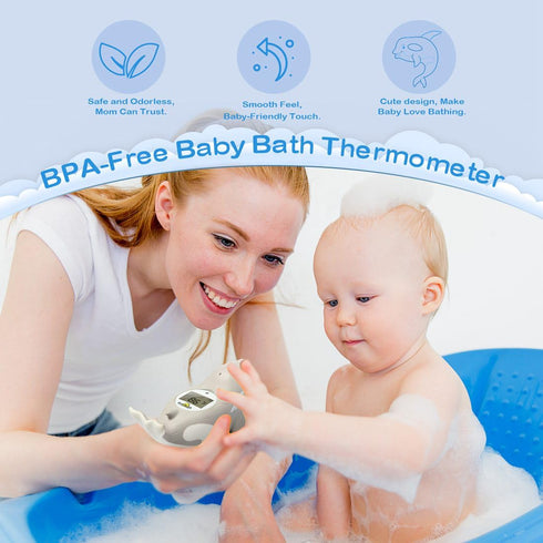Baby Bath Thermometer for Safty Bath,BPA-Free Digital Bath Thermometer for Baby,Cute Orca Room and Water Temperature Thermometer Baby Toy-WGN...