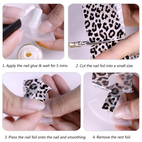 Leopard Print Nail Foil Transfer Sticker Nail Art Supplies Leopard Skin Marble Pattern Nail Foils Nail Art Stickers Holographic Nail Transfer Foil...