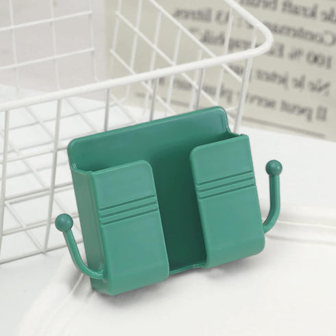 4Pcs Wall Mount Phone Holder Adhesive Wall Phone Mount Charging Stand and Remote Control Stand Multipurpose Socket Pocket Universal Deck Storage B...