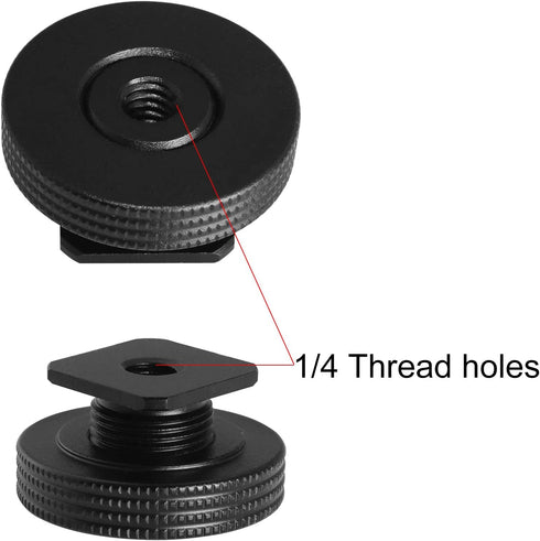 1/4" Female Thread to Hot Shoe Adapter LUORNG 2PCS Hot Shoe Mount Adapter with 1/4 to 1/4 inch Male Screw for Magic Arm, Video Light,Monitor...