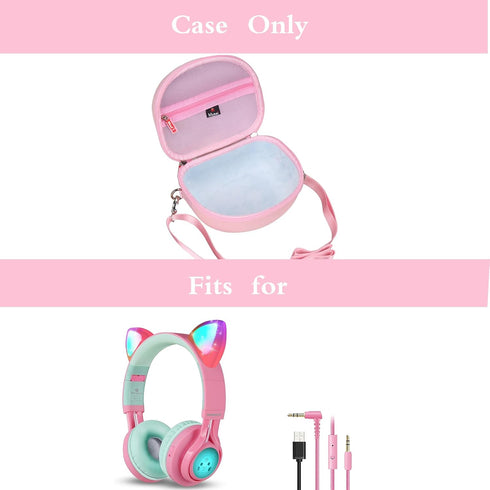 Mchoi Hard Case Suitable for Riwbox CT-7 Pink/for Jack CT-7S Cat Green 3.5mm/ for iClever IC-HS01 Bluetooth Wireless Over-Ear Headphones Headset f...