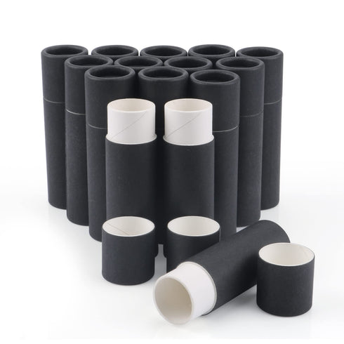 15 Pcs 0.3 oz Paperboard Lip Balm Tubes,Empty Kraft Paper Chapstick Tube Holder,Push-Up Style Biodegradable Solid Perfume Lip Gloss Container for ...