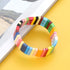 LENOOCLE Rainbow Enamel Tile Bracelet Colorful Enameled Beaded Stretch Bracelet Stackable Color-Block Strand Bracelet Set for Women Men...