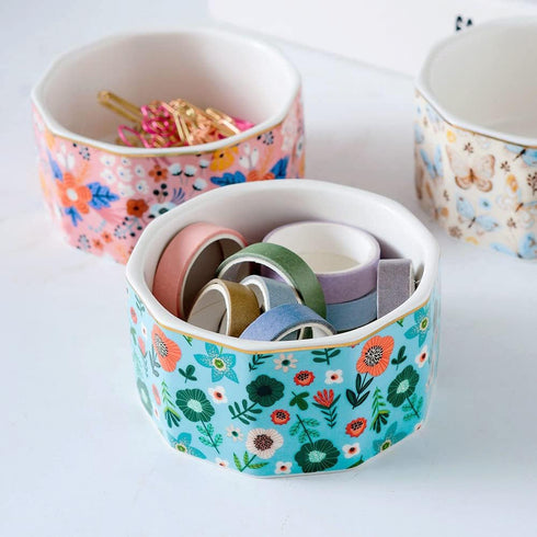 Ceramic Paper Clip Holder Paper Clip Dispenser Organizer for Desk Cute Office Binder Clip Holder Bobby Pin and Hair Clip Holder (03-Flower)...