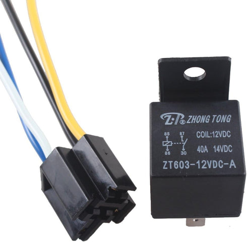 ESUPPORT Car Relay 12V 40A SPST 4Pin Switch Socket Plug Wire Harness Automotive Pack of 5...