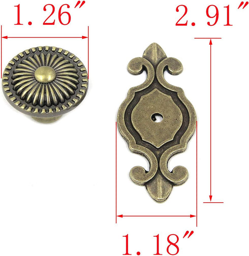 MY MIRONEY Antique Bronze Cabinet Knobs with Backplates Zinc Alloy Drawer Pulls Handles Mushroom Shaped Furniture Pull Dresser Cupboard Door Knob ...
