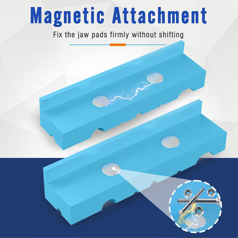 4 Inch Magnetic Vise Jaw Pads Covers, 1 Pair Retention Vice Jaw Pads Universal Jaw Covers with Multiple Angle Grooves Design, Vice Soft Jaws for W...