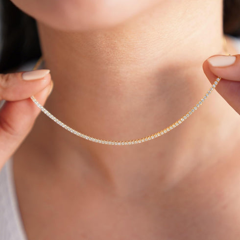 Tennis Necklace for Women 14K Gold/Silver Plated Rhinestone Choker Necklaces Dainty Cubic Zirconia Tennis Necklace Diamond chain Wedding Jewelry f...