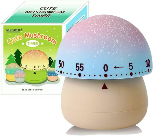 Mechanical Kitchen Timer, Cute Mushroom Timer for Kids, Wind Up 60 Minutes Manual Countdown Timer for Classroom, Home, Study and Cooking (Beige Ba...