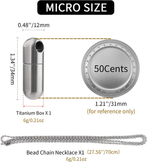 Pill Holder,Titanium Small Pill Case for Purse Wallet,Portable Travel Pill Box Daily Pill Container Keychain Waterproof Bottle for Travel Outdoor...