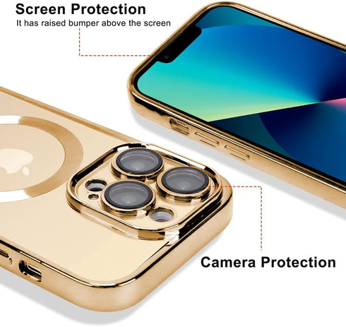 OOK Phone Case Made for iPhone 13 Pro Max (6.7 Inch) with Camera Lens Protector (Compatible with MagSafe) Anti-Scratch Shockproof Electroplated Sl...