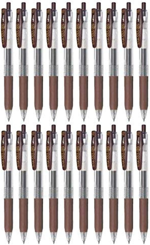 Zebra Sarasa Clip 0.7 Retractable Gel Ink Pen, Rubber Grip, 0.7mm, Brown Ink, Value Set of 20...