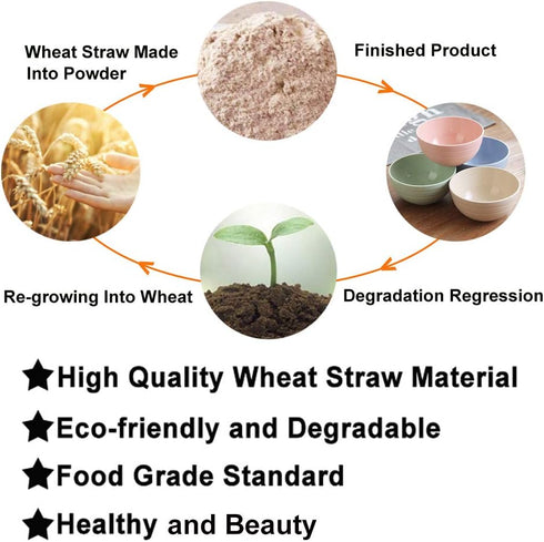 Set of 5 Unbreakable Lightweight Rice Bowl, Premium Wheat Straw Cereal Bowl, Bowl mouth 5.3Inch Soup Bowls, for Cereal, Soup and Fruit, Salad, Noo...