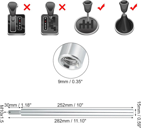 ACROPIX 10" Shift Knob Extender Aluminum Alloy Car Gear Lever Stick Shifter Extension M10x1.5 Fit for Honda for Acura - Pack of 1...