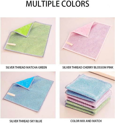 2024 New Multipurpose Silver Wire Cleaning Dish Cloths Thickened Both Wet and Dry Absorb Oil and Water Suitable for Kitchen Cleaning?6pcs?...