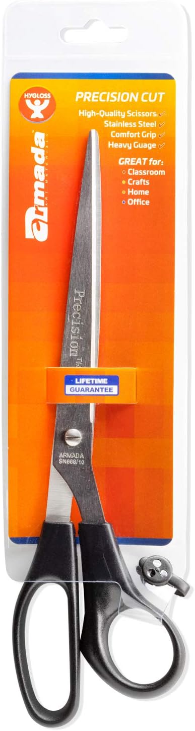 Hygloss Products Armada Precision Straight Trimmer Scissors - Comfortable Handles, Stainless Steel Blades, Vinyl Bag for Storage - Scissors for Cr...