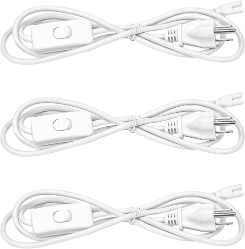 3 Pack 5FT T5 T8 LED Tube Power Extension Cable with On/Off Switch, LED T5/T8 Light Tube Integrated LED Light Fixture Extension Cable Wire, White...