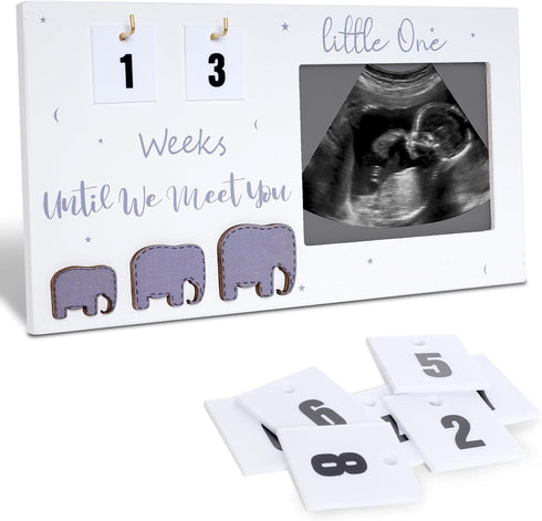 Sonogram Picture Frame, Standard 4" x 3" Ultrasound Photo with Baby Countdown Weeks Pregnancy Announcement for Birth Record- Congratulations Pregn...