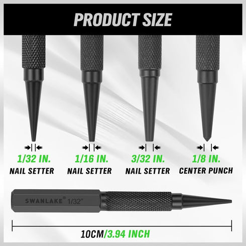 SWANLAKE 4-Piece Nail Setter Punch and Center Punch Set...