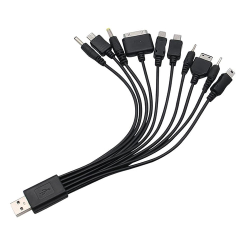 Black 10 in 1 Universal USB Cable, Multiple Universal Charging Cable for Cell Phones Blutooth Earphone Speaker Adapter Cable, 20cm Data Cable USB ...