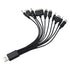 Black 10 in 1 Universal USB Cable, Multiple Universal Charging Cable for Cell Phones Blutooth Earphone Speaker Adapter Cable, 20cm Data Cable USB ...