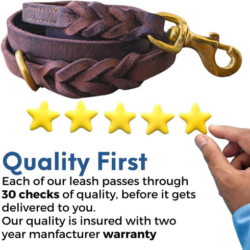 Leather Dog Leash, Strong Heavy Duty Genuine Leather Braided Dog Training Leash, Soft and Comfortable Leather Leash for Large Dogs, Medium Small D...