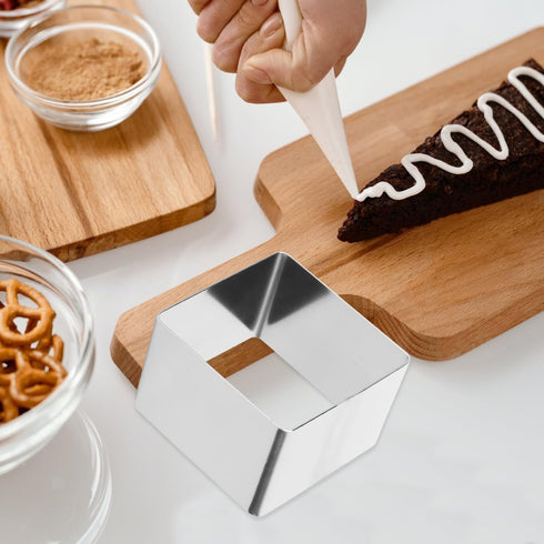 UPKOCH 4" Square Mousse Mold, Stainless Steel Cake Ring for Tiramisu Cheesecake Dessert, Precision Cut Multi-Use Baking Tool, Dishwasher-Safe...