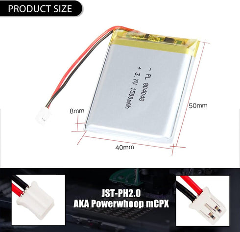 3.7V 1500mAh 804048 Lipo Battery Rechargeable Lithium Polymer ion Battery Pack with JST Connector...