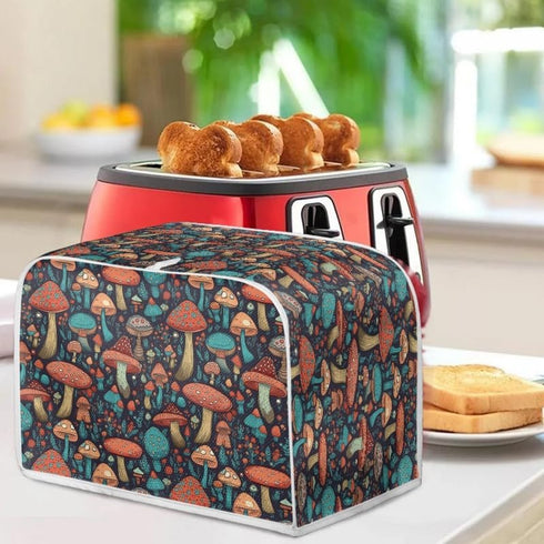 Toaster Cover 4 Slice Forest Mushroom Wide Slot Toaster Covers Wide Slot Toaster Appliance Cover Machine Washable with Hang Loop (16x16")2PCS...