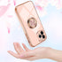 Omorro for Pink iPhone 11 Pro Case with Ring Holder, Built-in Rotation Ring Kickstand Cover with Luxury Shiny Plating Rose Gold Edge Work with Mag...