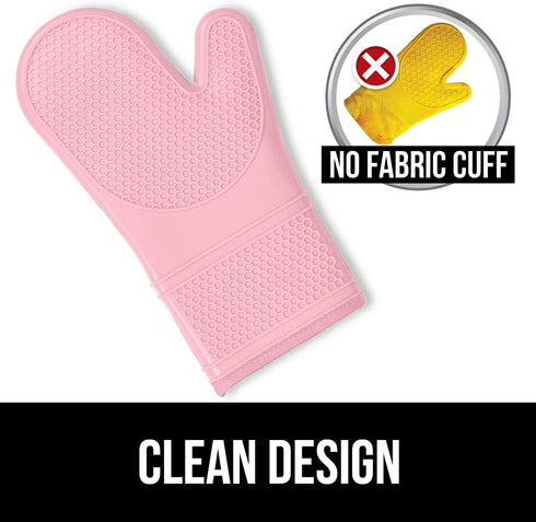 Gorilla Grip Heat and Slip Resistant Silicone Oven Mitts Set, Soft Cotton Lining, Waterproof, BPA-Free, Long Flexible Thick Gloves for Cooking, BB...
