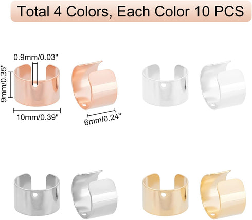 DICOSMETIC 60Pcs Cuff Earrings Findings Cartilage Cuff Earring Non-Pierced Wrap Earring Adjustable Stainless Steel Clip-on Earring Cuffs with Loop...