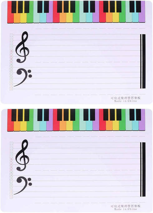 2pcs Dry Erase Music Lap White Board Erasable Writing Staff Write Musical Notes Double Sided Whiteboard Teaching Practice Board White 28.4x21x0.1c...
