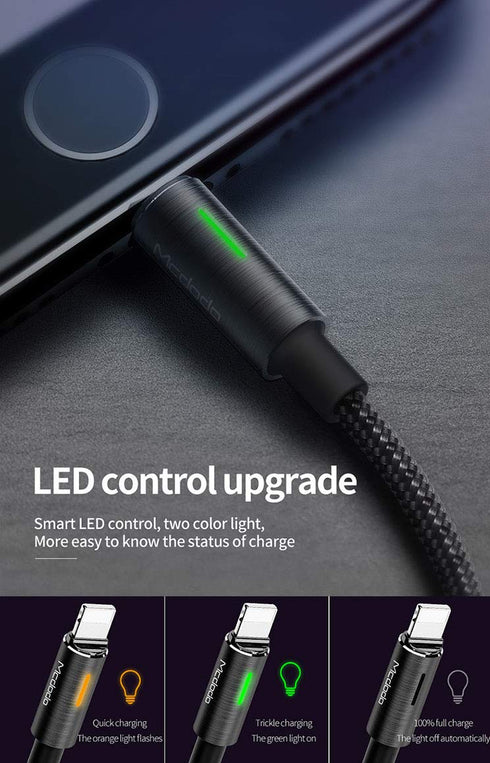 mcdodo Power Off/On Smart LED Auto Disconnect and Auto Recharge Nylon Braided Sync Charge USB Data 6FT/1.8M Cable Compatible New Phone List Below ...