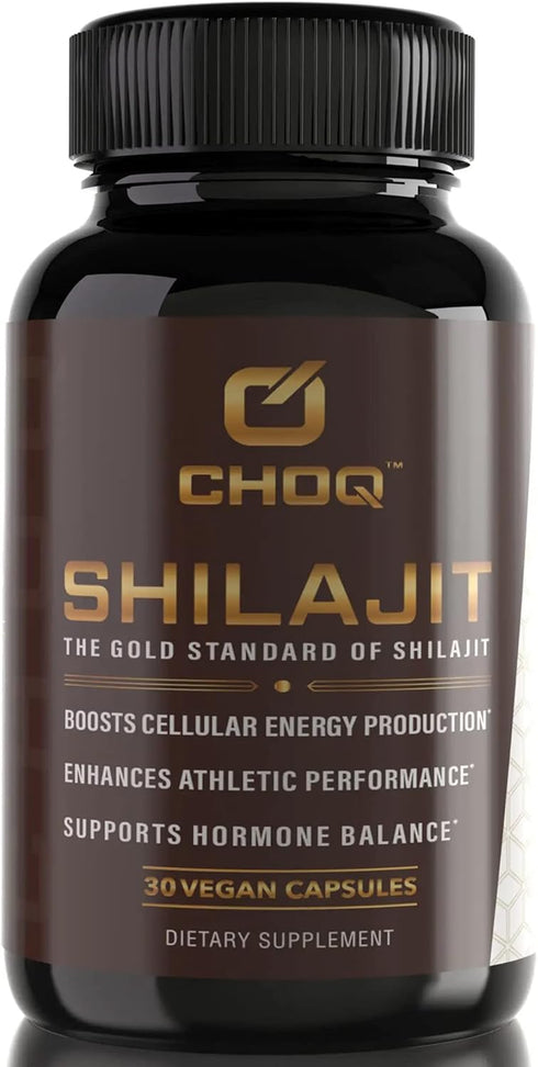 CHOQ® Shilajit - Over 50% Fulvic Acid, 500 mg Vegan Capsules, Energy, Brain, Focus, Collagen, Hormones, Mitochondrial Function, Urolithin A, Lab-T...