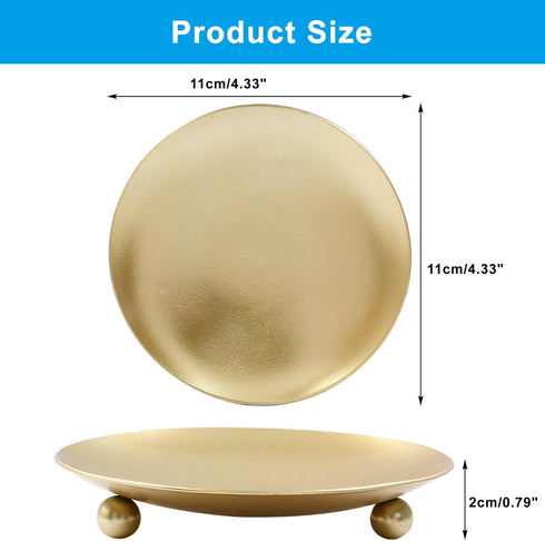 3Pcs Iron Plate Candle Holder Set,4.33 Inch Decorative Pedestal Candle Stands for Home & Wedding & Birthdays Parties (Gold)...