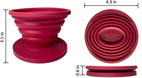 Collapsible Pour Over Coffee Dripper for Camp Coffee, Reusable Silicone Coffee Filter Holder for Camping Red...