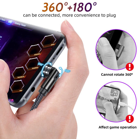 540° Rotating Magnetic Charging Cable (4 Pack 3/3/6/6ft) USB C Magnetic Phone Charger Cable 3 in 1 2.4A Fast Charge Cord for iPhone Samsung Moto O...