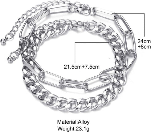 Silver Chunky Chain Ankle Bracelet Dainty Cuban Link Chain Anklet Minimalist Paperclip Chain Anklet Beach Barefoot Sandals Foot Jewelry for Women ...