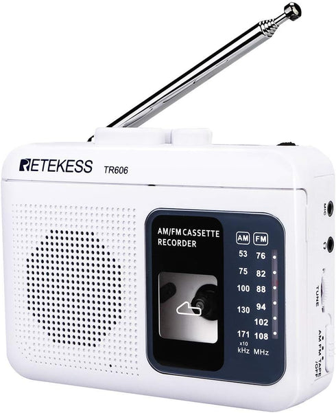 Retekess TR606 Cassette Tape Player, Cassette Player Recorder, Built-in Speaker, AUX/Microphone Jack, Support AUX Line in Record, AM FM Radio, Pow...